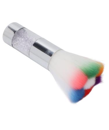 Colorful Fluffy Makeup Brush for Contour and Beautiful Makeup Portable Nail Art Dust Cleaning Brush (Silver)