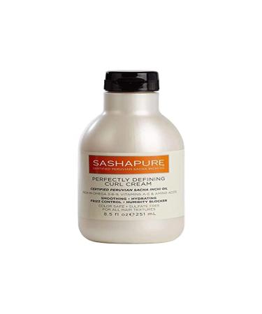 Sashapure Perfectly Defining Curl Cream with Sacha Inchi Oil - Color Safe  Sulfate-Free  Smoothing  Hydrating  Frizz Control  Humidity Blocker  8.5 fl.oz Single (8.5 Fl Oz) Curl Cream