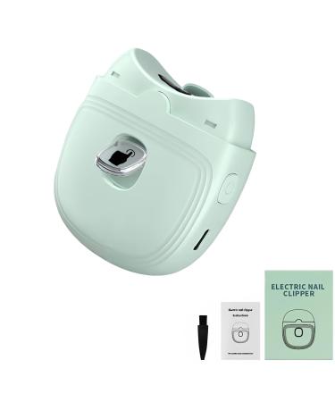 Electrical automatic nail scissors with light electrical nail clipper cutter USB rechargeable automatic nail cutters for baby children adults (green)