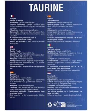  FertilTech Taurine Powder 1.2 kg Purity 99.8% Food Supplement Vegan Allergen-Free Premium Quality - Buy Online on GoSupps.com