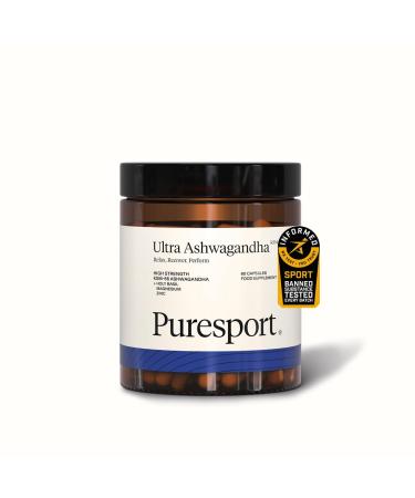 Puresport Ultra Ashwagandha Supplement | 60 Capsules | High Strength KSM-66 Ashwagandha Holy Basil Magnesium and Zinc | Relax Recover Perform