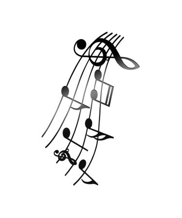 Zerodeko Studio Decor Musical Note Pendant Emblems Music Note Wall Decora Wall Backdrop Ornament Household Metal Flower Black 50x26.8cm