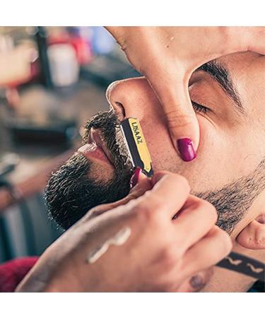 Lisaaz Straight Razors for Men - 100 Blades, Black Stainless Steel, Professional Finish - Quality Mens Shaving Razors - Navajas para Barbero - 4.8 inch Matte Black Gold Clip - Buy Online on GoSupps.com