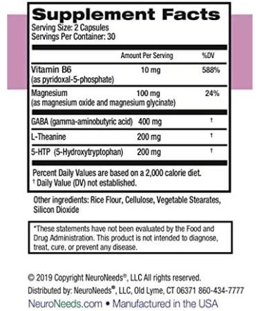 CalmNeeds - Promote Calm & Positive Mood | Vitamins B6 Magnesium L-Theanine 5-HTP & GABA | 60 Veggie Capsules - International Shipping Available - Buy Online on GoSupps.com