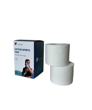 White Athletic Sports Tape Very Strong Easy Tear No Sticky Residue Tape for Athlete & Sport Trainers & First Aid Injury Wrap Suitable for Bats Tennis Gymnastics & Boxing(0.98in X 29ft 2 Pack) 0.98inches*29feet