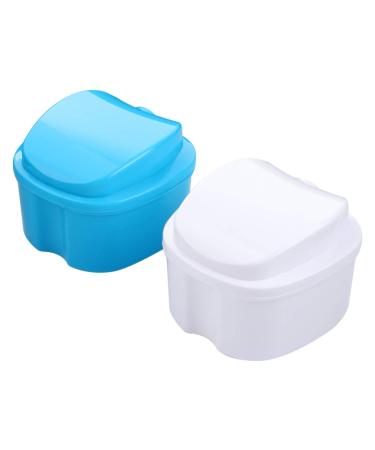 Healeved 2 Series Box Press Box Press holder Travel bathing containers for denture containers for the soaking of prosthesis organizer Dental travel container with lid suitcase plastic