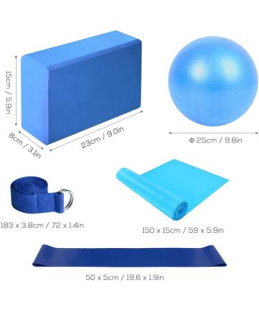 Lixada 5Pcs Yoga Equipment Set with Yoga Ball, Blocks, Stretching Strap for Exercise - Purple - Buy Online on GoSupps.com