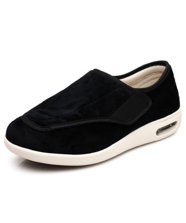 Lfzhjzc Diabetic Slippers with Adjustable Closures Elderly Shoes Extra Wide Width Diabetic Shoes for Men Support for Swollen Feet Diabetic & Edema (Color : Black Size : 6) 6 Black