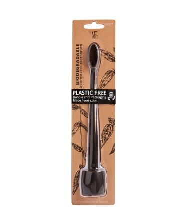 The Natural Family Co. Biodegradable Cornstarch Toothbrush Pirate Black Soft 1 Toothbrush & Stand