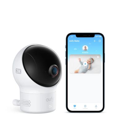 eufy Baby Baby Monitor 2, Video Baby Monitor with Wi-Fi, 2K Resolution with Pan & Tilt, AI Cry Detection Night Vision, Sound and Room Temperature Detection, Baby Camera Monitor, Requires 2.4GHz Wi-Fi