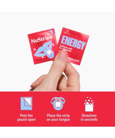 Natural Energy Strips - 50mg Caffeine L-Theanine & Vitamin B12 | 30 Energy Strips Equals 30 Energy Drinks | Fast Absorption Energy Solution - Buy Online on GoSupps.com