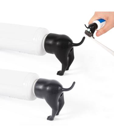Toothpaste attachment 2 pieces of toothpaste attachment figure lid for toothpaste dog toothpaste squeezing toothpaste donor funny gift for women men (gray+black)