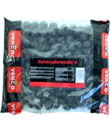 Licorice in 1 KiloBag 2.2lb - Venco Salmiakrondo's (Black Round Shaped Semi Hard Black Licorice Filled with Salmiak) by Venco