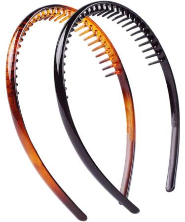 FRCOLOR 2 Pieces Teeth Comb Headbands Unisex Hard Plastic Tooth Hairband Anti-slip Hair Hoops Daily Headdress Hair Accessory for Women Men(Coffee Black) - Buy Online on GoSupps.com
