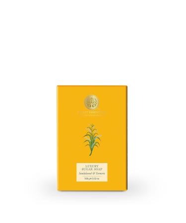 Forest.Essentials Luxury Sugar Soap 100g - Sandalwood & Turmeric Handmade Organic Bath Soap Scented Soap For Smooth & Soft Skin Made with Raw Cane Sugar