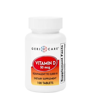 GeriCare Vitamin D 50 mcg Essential Bone Health Muscle Function & Immune Support Dietary Supplement Tablets 100 Count (Pack of 1)