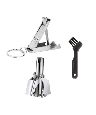 NOLITOY 1set Set Nose Hair Practical Nose Hair Trimmer Nose Hair Removal Brush Manual Nose Hair Clipper Men Body Trimmer Cosmetic Nail Miss Stainless Steel 303