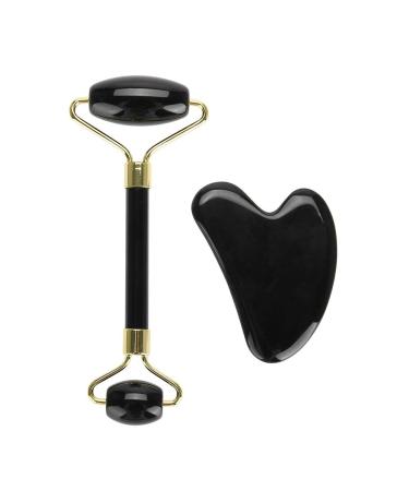 Double-Ended Obsidian Roller Massage Kit 2 Pcs Set (5.9 & 3.14) for Holistic Wellness - Buy Online on GoSupps.com