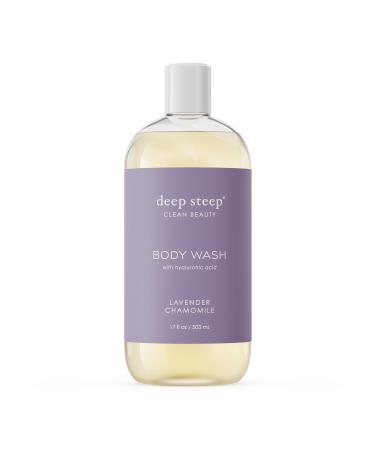 Deep Steep Body Wash Lavender Chamomile 17 oz Hydrating Shower Gel with Hyaluronic Acid Shea Butter Aloe Vera & Argan Oil Vegan Clean Beauty Clean & Refreshed Skin Lavender Chamomile 17 Fl Oz (Pack of 1)