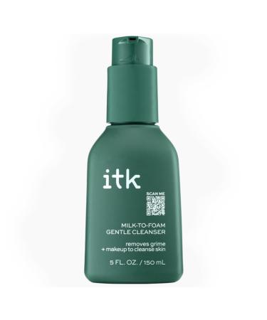 ITK 2-in-1 Milk-To-Foam Gentle Face Wash + Makeup Remover - Pro vitamin B5 - Retain Moisture + Pineapple Enzymes + Coconut Enzymes - Cleanses + Moisturizes Skin - Removes Grime + Makeup