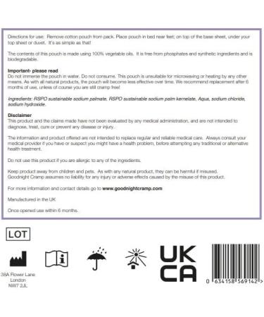 Goodnight Cramp Pouch (Single) - Relief for Night-Time Foot & Leg Cramp - Buy Online on GoSupps.com