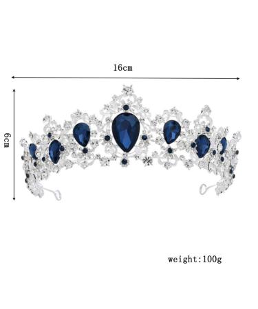 Buy Minkissy Dark Blue Crystal Crown Tiara - Vintage Rhinestone Headband for Weddings Proms & Pageants - Buy Online on GoSupps.com