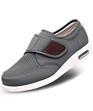 MEJORMEN Men's Edema Diabetic Shoes Adjustable Wide Width Outdoor Walking Sneakers Orthopedic Lightweight Comfy Casual Slippers for Elderly Swollen Feet Arthritis Recovery 13 Breathable 1 - Gray