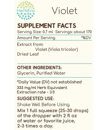 Buy Violet B120 Alcohol-Free Herbal Extract Tincture | Natural Viola Tricolor Liquid Drops (4 fl oz) - International Shipping Available - Buy Online on GoSupps.com