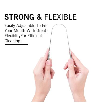 Stainless Steel Tongue Scraper for Adults - 2 Pack Easy to Use Tongue Cleaner | Reduces Bad Breath & Enhances Oral Hygiene - Buy Online on GoSupps.com