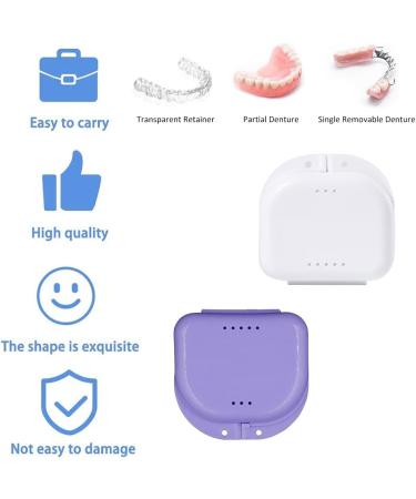 Prosthetic Travel Case - 2PCs Denture Box & Retainer Storage | Purple & White Braces Container - Buy Online on GoSupps.com