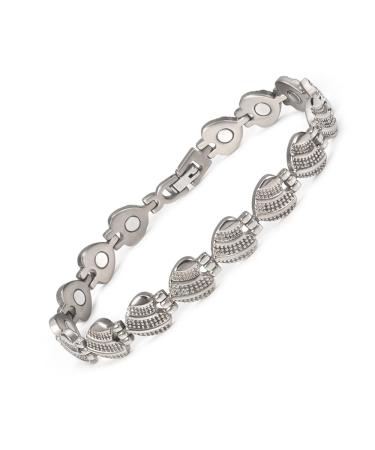 Yinox super strong magnetic bracelet for women stainless steel magnet light tape heart-shaped bracelet for women with 11 NDFEB magnets and high-quality gift box (17.5 cm)