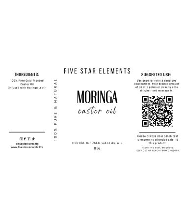 Five Star Elements Moringa Castor Oil 8 Ounce REFILL - Buy Online on GoSupps.com