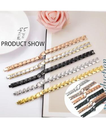 Magnetic Bracelets for Men Titanium Steel Bracelet Lymphatic Drainage Therapeutic Magnetic Bracelets with Double Row Magnets Jewelry Gift with Adjust Tool (Black) - Buy Online on GoSupps.com