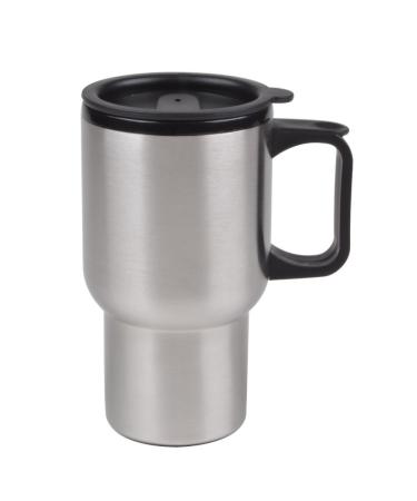 Liquid Logic Driver Mug (Stainless Steel Outer) with PP Liner and Slider Lid Closure, 15 oz, Brushed Stainless