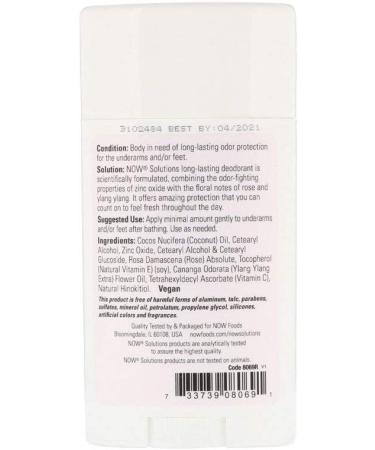 Now Foods Long Lasting Deodorant - Rose & Ylang Ylang 2.2 oz | Natural, Aluminum-Free - Buy Online on GoSupps.com