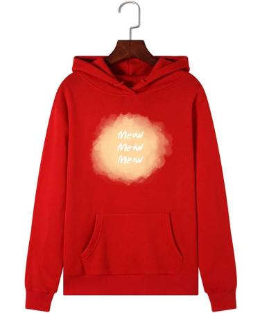 Bigfanshu in Women's Clothing Long Sleeve Print Hooded Sweatshirt Autumn&Winter Blouse Lady Tops Red - Buy Online on GoSupps.com