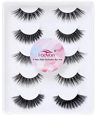 False Eyelashes 3D Faux Mink Fake Eyelashes Handmade by FADVAN Dramatic Thick Crossed Cluster False Eyelashes (5 Pairs) - Buy Online on GoSupps.com