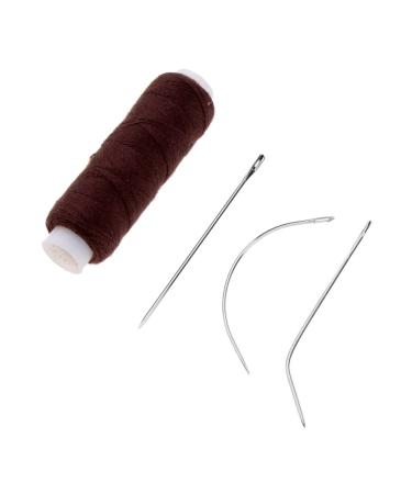 Hair Extension Weft Thread and Needles Perfect for Wigs and Human Hair - Brown