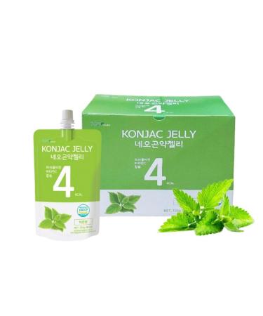 Neo Konjac Jelly Lemon Balm 1box (150ml x 10 packs) 4 Calories per Pouch Sugar Free Low Calories Fruit Flavor Jelly with Low carb/Drinkable Zero Sugar Jelly Dessert
