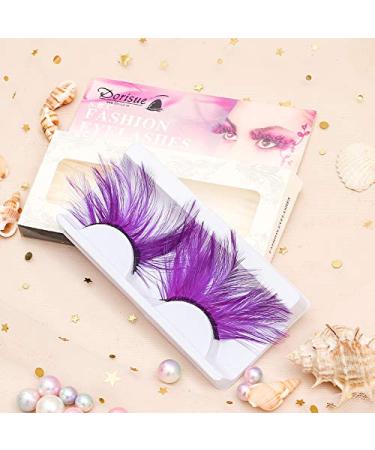Dorisue Huge Dramatic Halloween Eyelashes - Purple Extra Long Cat Eye & Feather Style for Costumes - Buy Online on GoSupps.com