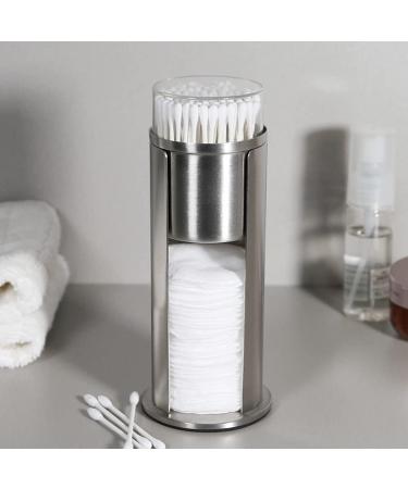 Honrane Cotton Pad Holder Cosmetic Cotton Pad Organizer Stainless Steel Round Cotton Swab Makeup Pad Holder Case Desktop Storage Box Silver - Buy Online on GoSupps.com