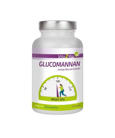 Vita2You Glucomannan capsules 200 capsules - fiber - konjac root - high dosage - premium quality