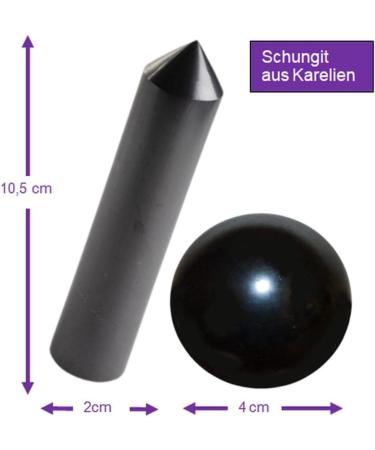 Triggerpunkt Massage Set - SCHUNGIT Gemstone Massage Stab & Kugel for Pain Relief Acupuncture Acupressure Self-Massage | Fascia & Tension Release - Buy Online on GoSupps.com