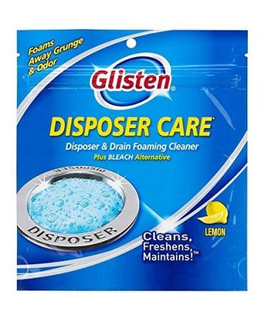 Summit Brands Glisten DP06N-PB Disposer Care Foaming Garbage Disposer Cleaner- Eight Pack (8 Uses)-Powerful Disposal Cleanser for Complete Cleaning of Entire Disposer - Lemon Scented,8-Packets (Lemon + Bleach),9.8 oz