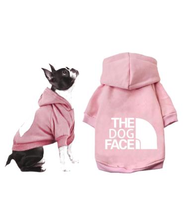 Dog Hoodie for Small Dog Breeds like Chihuahua Brussels Griffon Pomeranian Affenpinscher Papillon Yorkshire Terrier - Dog Face Text Printed Cute Dogs Sweatshirt | Check size chart (Medium Pink) Medium (Back Length 25cm) Pink