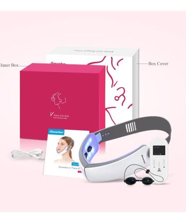 Aimanfun V-Face Facial Lifting Belt - Face Slimming V-Line Double Chin LED Mask (White) with Remote Control - Buy Online on GoSupps.com