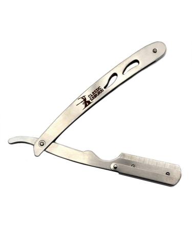 CS-102 Stainless Steel Professional Barber Straight Edge Razor | Includes 15 Astra Double Edge Blades - Best for Barbers & Shaving Enthusiasts - Buy Online on GoSupps.com
