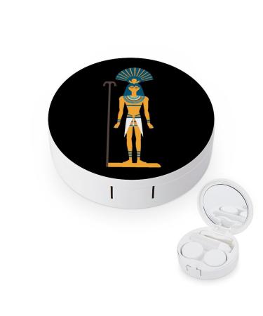 Ancient Egyptian Ancient God Contact Lens Travel Kit Portable Cute Contact Box with Mirror for Daily Outdoor