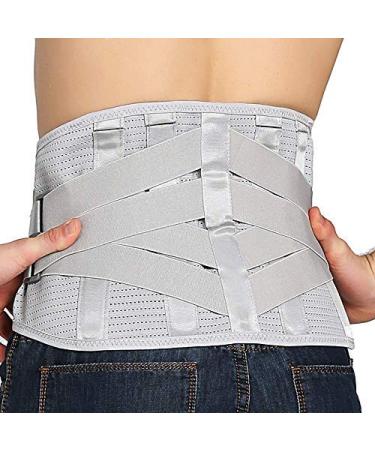Lower Back Braces for Back Pain Relief - Compression Belt for Men & Women - Lumbar Support Waist Backbrace for Herniated Disc Sciatica Scoliosis - Breathable Mesh Design Adjustable Straps (L Gray) L(Navel:39"-43") Gray
