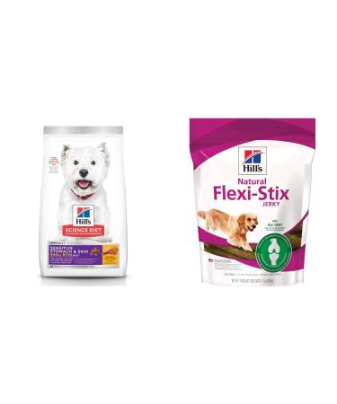 Hill's Science Diet Adult Sensitive Stomach & Skin Small Bites Dry Dog Food (Chicken Recipe 30 lb Bag) + Hill's Natural Flexi-Stix Turkey Jerky Dog Treats (7.1 oz) Dog Food + Dog Treat Chicken 13.6 kg (Pack of 1)